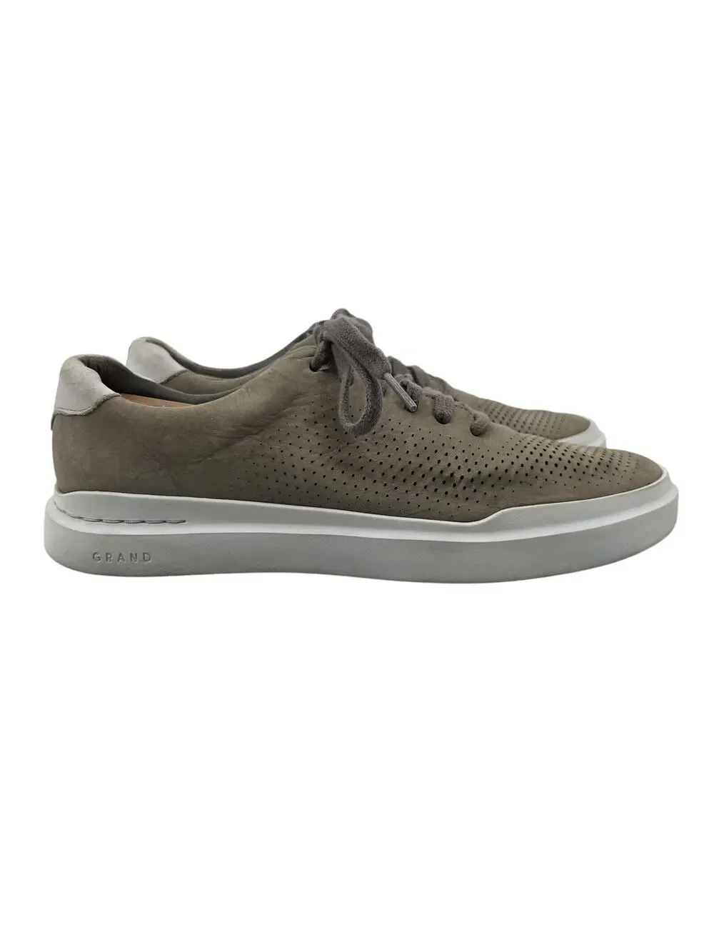 Cole Haan Mens‎ 8 Sneakers Mushroom Grey Nubuck GrandPrø Rally Laser Cut Shoes